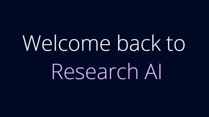 Screenshot reading Welcome back to Research AI